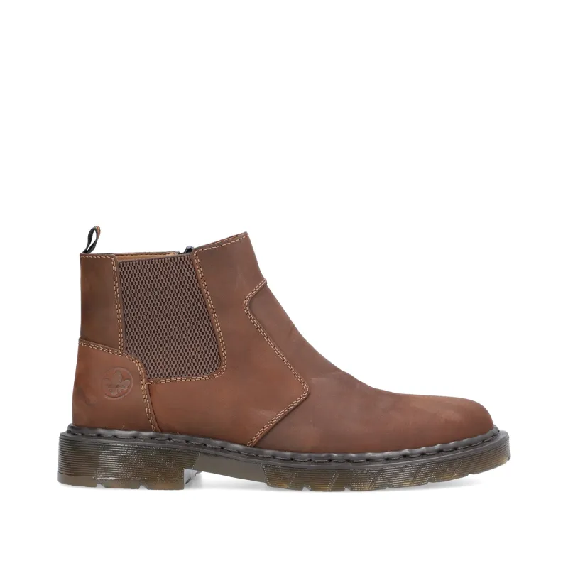 Rieker Mens Wool Lined Leather Chelsea Boot | Brown sold by The Foot Factory