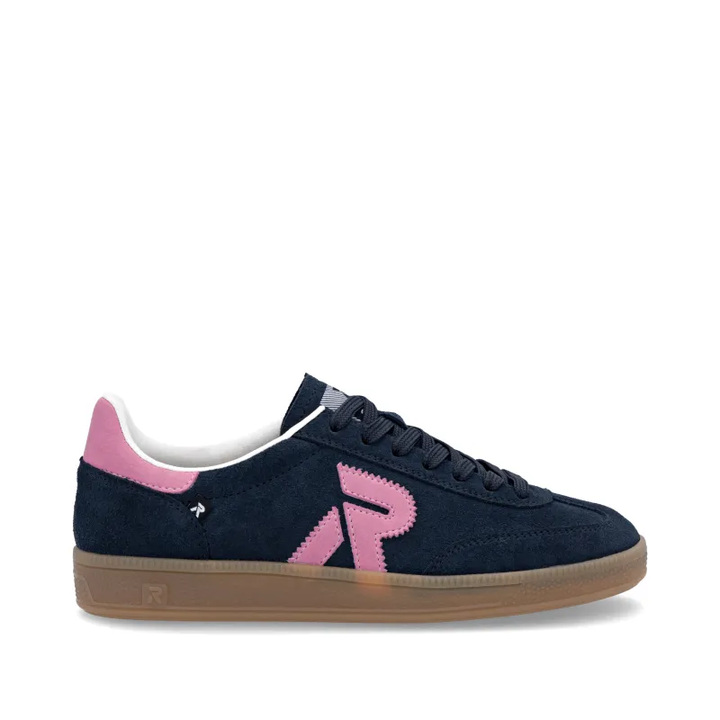 Rieker Womens Fashion Leather Trainers | Navy sold by The Foot Factory