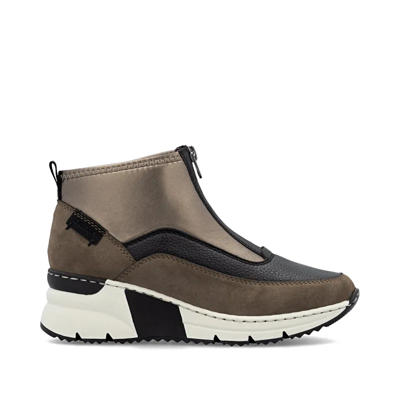 Rieker Womens Fashion Wedge Ankle Boot | Brown sold by The Foot Factory