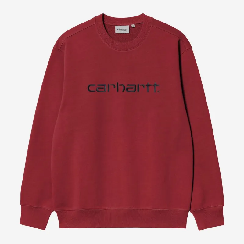 Carhartt WIP Mens Carhartt WIP Sweat Top | Scarlet / Graphite sold by The Foot Factory