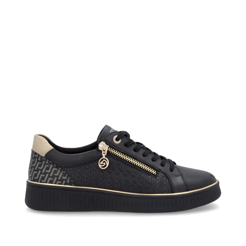 Remonte Womens Fashion Leather Trainers | Black sold by The Foot Factory