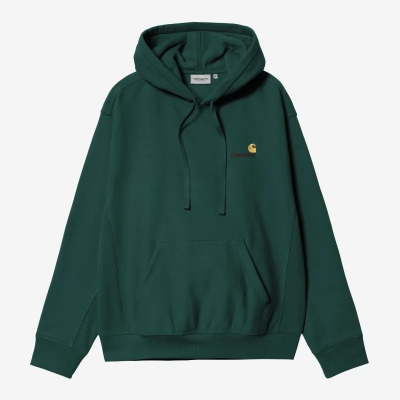 Carhartt WIP Mens American Script Hoodie | Dark Fir sold by The Foot Factory