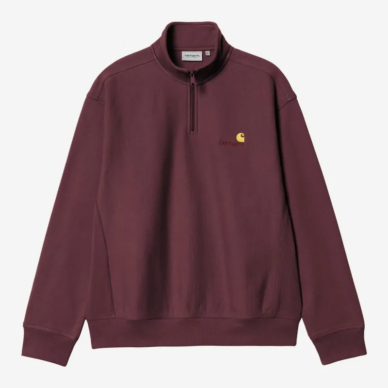 Carhartt WIP Mens Half Zip American Script Sweat Top | Rondo sold by The Foot Factory