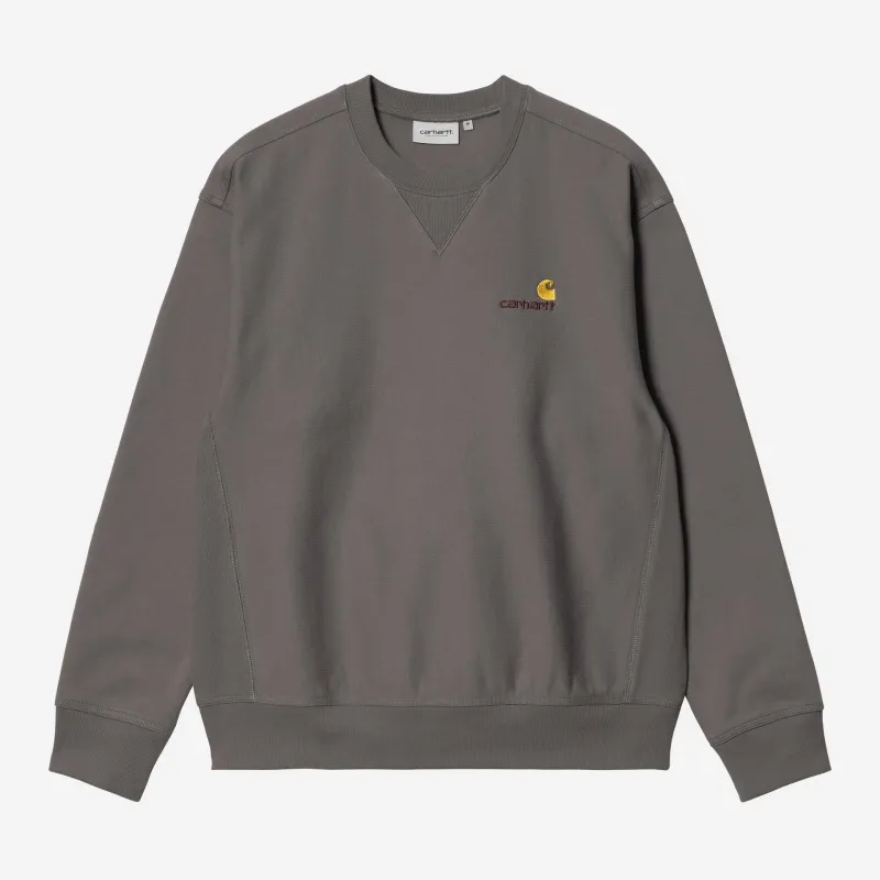 Carhartt WIP Mens American Script Sweat Top | Porphyry sold by The Foot Factory
