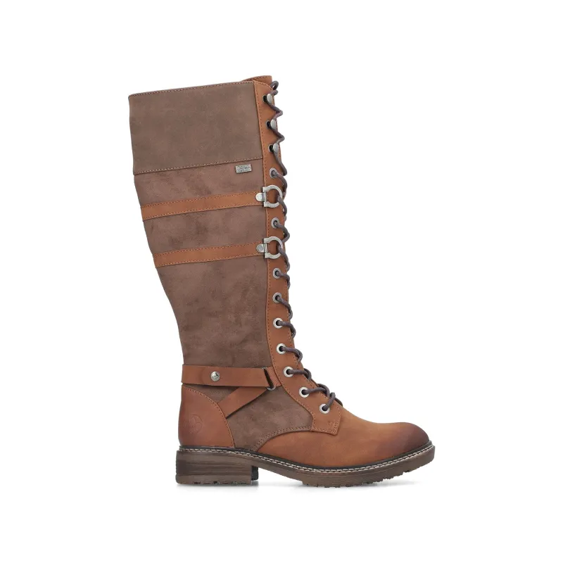 Rieker Womens Leather Tall Boot | Tan Brown made by Rieker