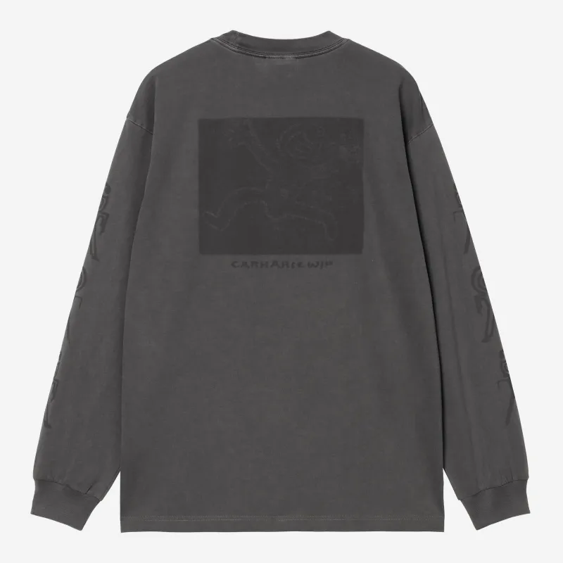 Carhartt WIP Mens Terrestrial Long Sleeve T-Shirt | Black sold by The Foot Factory