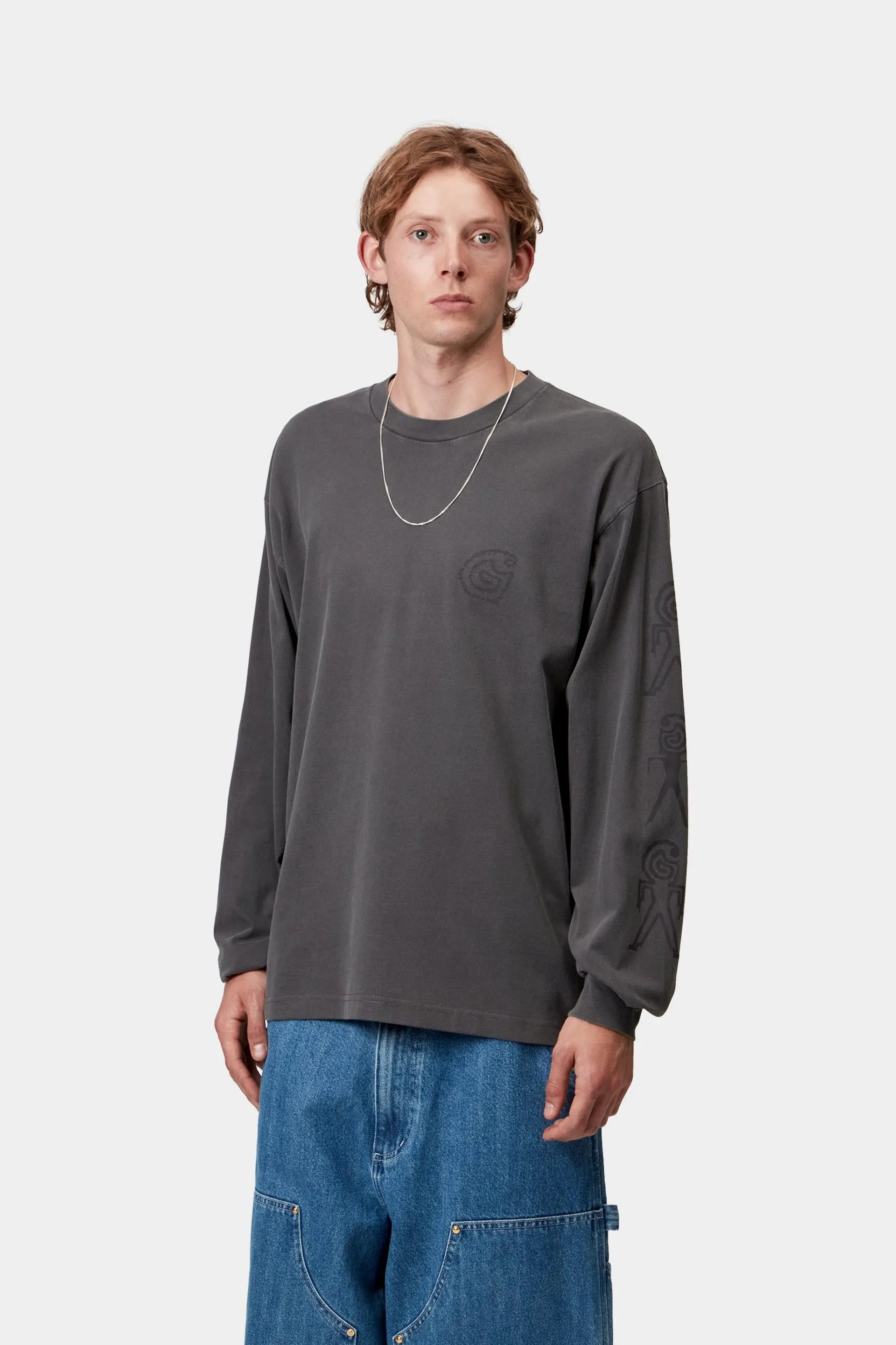 Carhartt WIP Mens Terrestrial Long Sleeve T-Shirt | Black sold by The Foot Factory product image thumbnail 3