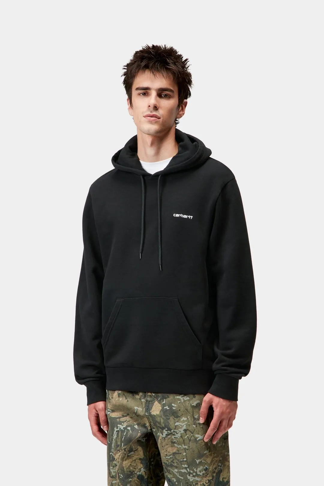 Carhartt WIP Mens Script Embroidery Hoodie | Black sold by The Foot Factory product image thumbnail 3