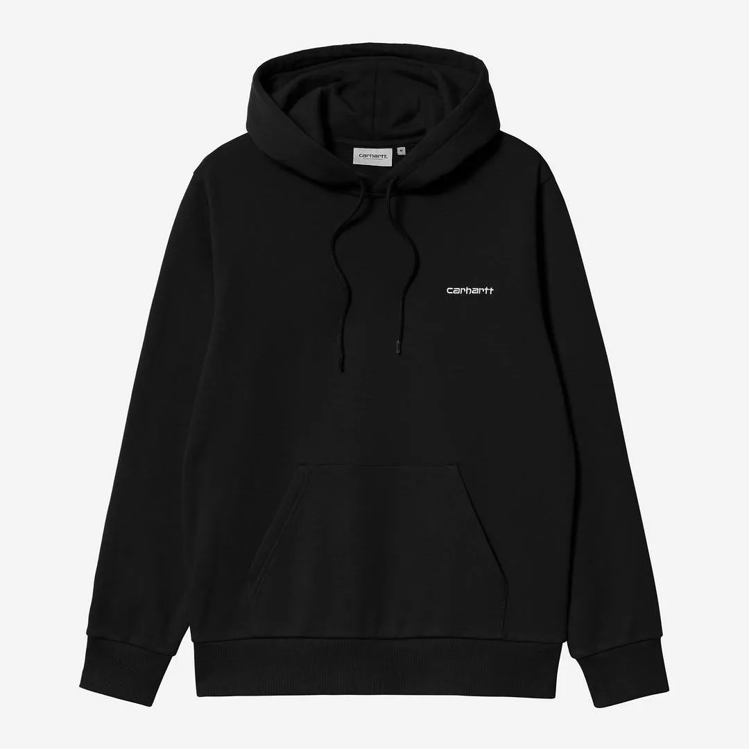 Carhartt WIP Mens Script Embroidery Hoodie | Black sold by The Foot Factory