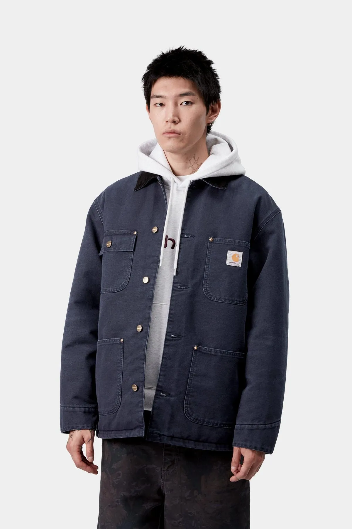 Carhartt WIP Mens OG Chore Coat Jacket | Dark Navy / Black Stone Canvas sold by The Foot Factory product image thumbnail 4