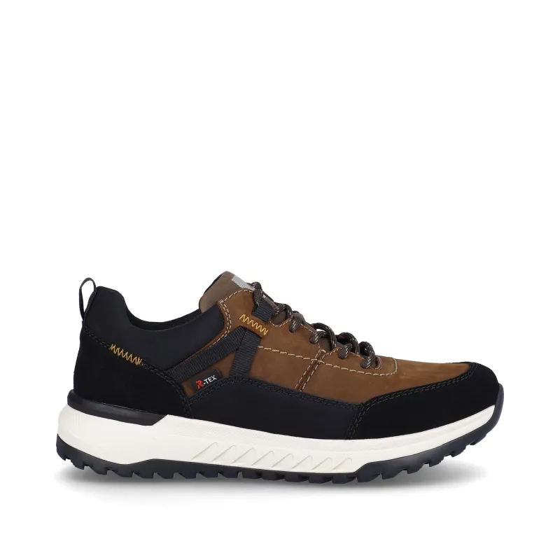 Rieker Mens Comfort Width Leather Trainers | Brown sold by The Foot Factory