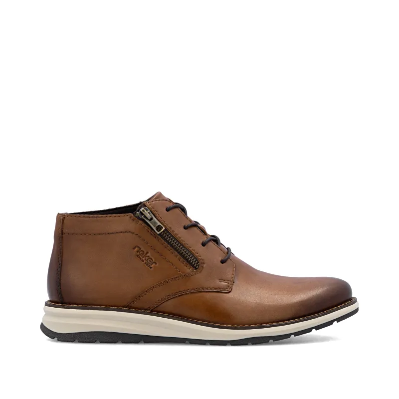 Rieker Mens Leather Ankle Boots | Brown sold by The Foot Factory
