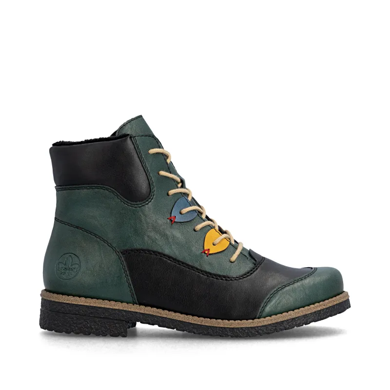 Rieker Womens Fashion Ankle Boots | Green sold by The Foot Factory