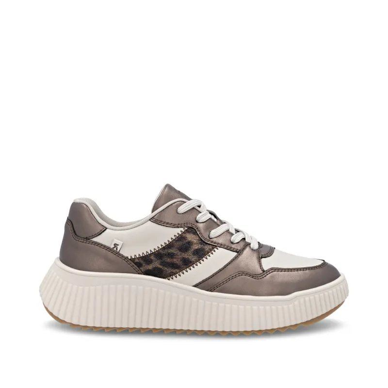 Rieker Womens Fashion Leather Trainers | Beige sold by The Foot Factory