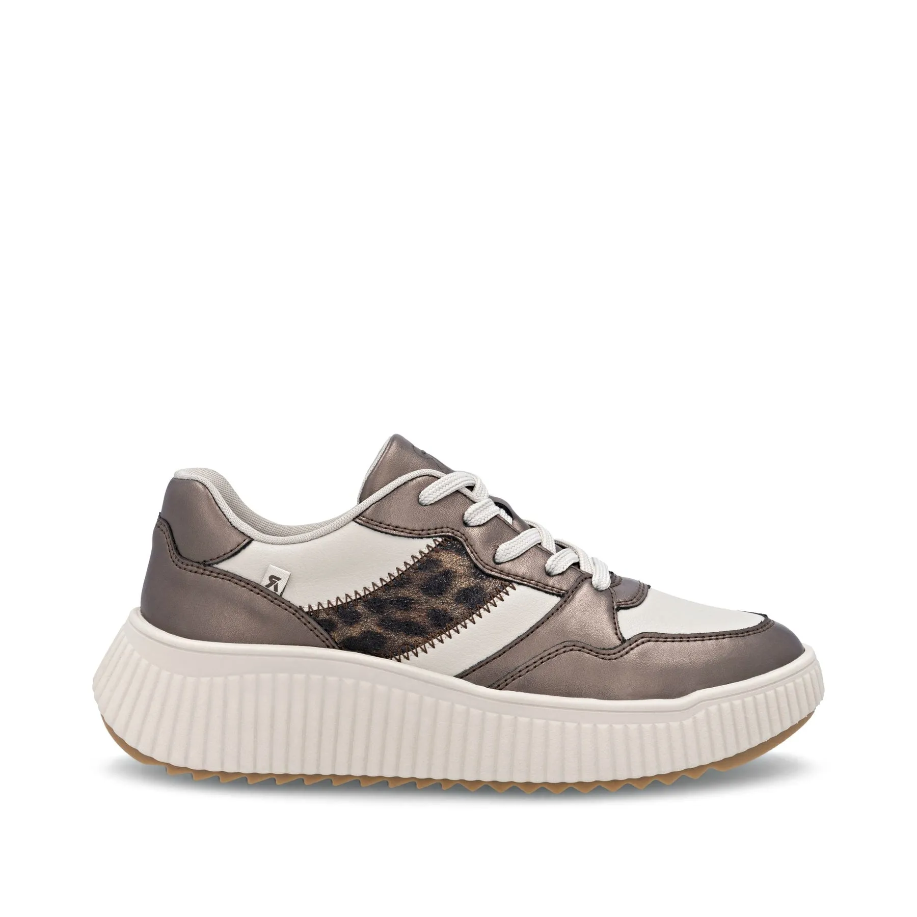 Rieker Womens Fashion Leather Trainers | Beige sold by The Foot Factory
