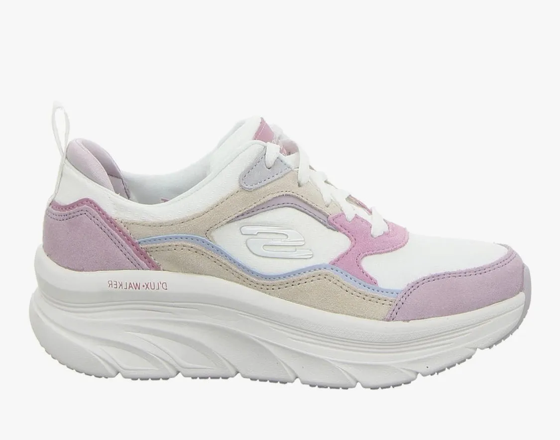 Skechers Dlux Walker New Moment Synthetic Trainers White/Purple sold by The Foot Factory
