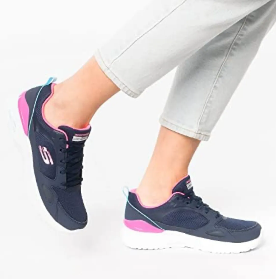 Skechers Womens Skech-Air Dynamight Carefree Trainers - Navy / Pink sold by The Foot Factory product image thumbnail 2