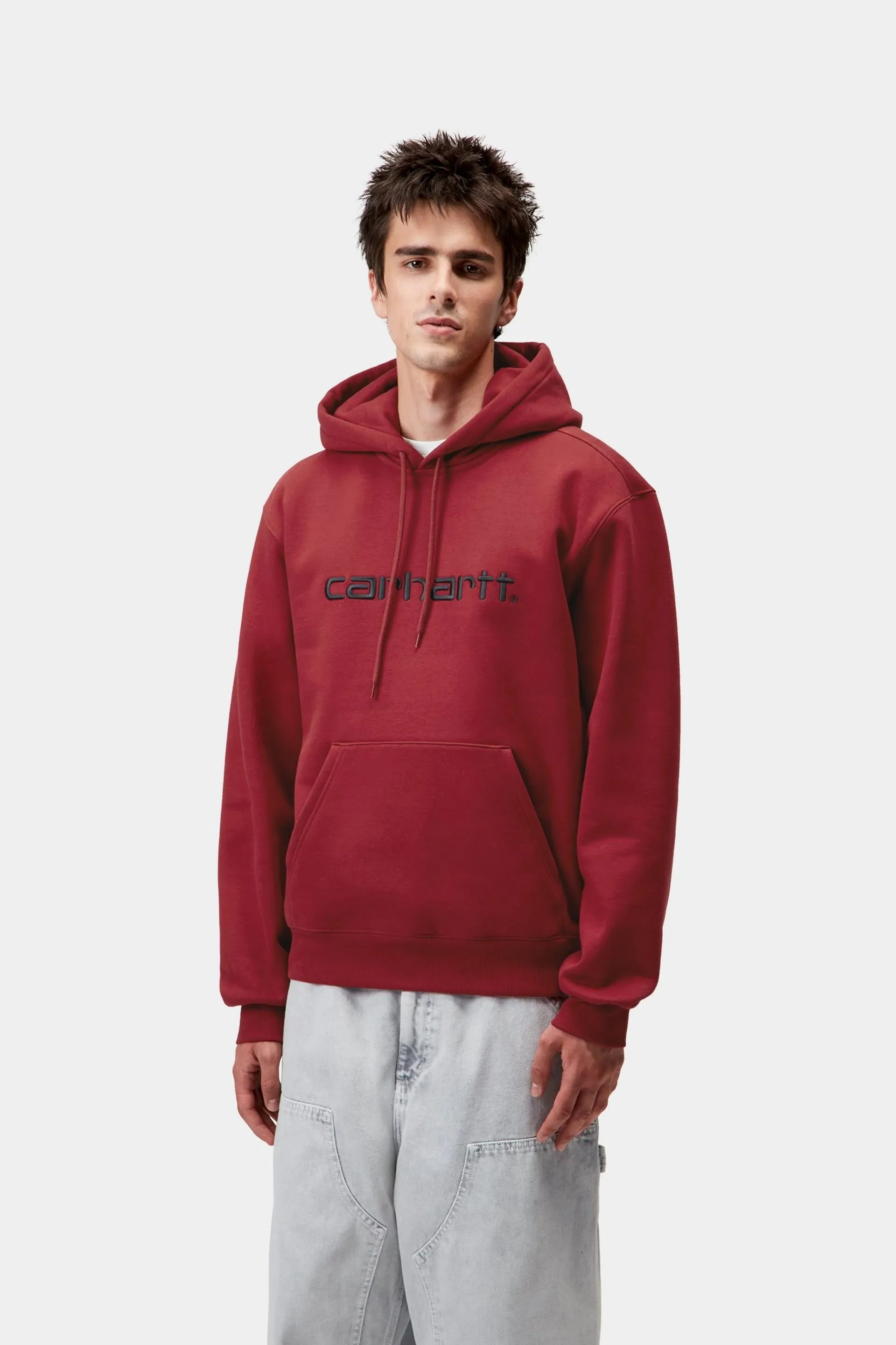 Carhartt WIP Mens Carhartt Hoodie | Scarlet / Graphite sold by The Foot Factory product image thumbnail 3