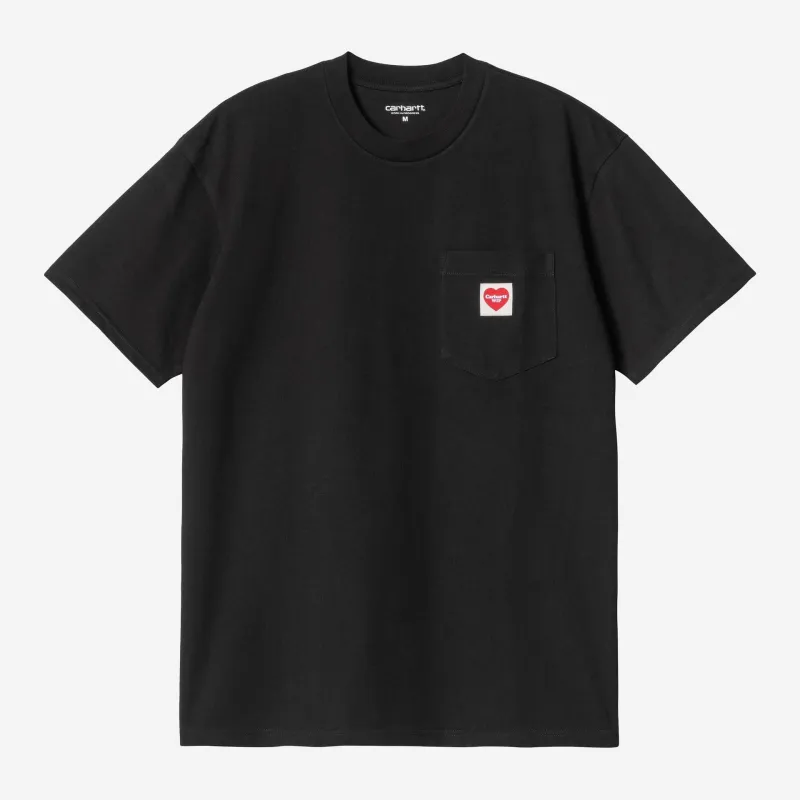 Carhartt WIP Mens Pocket Heart T-Shirt | Black / Red sold by The Foot Factory