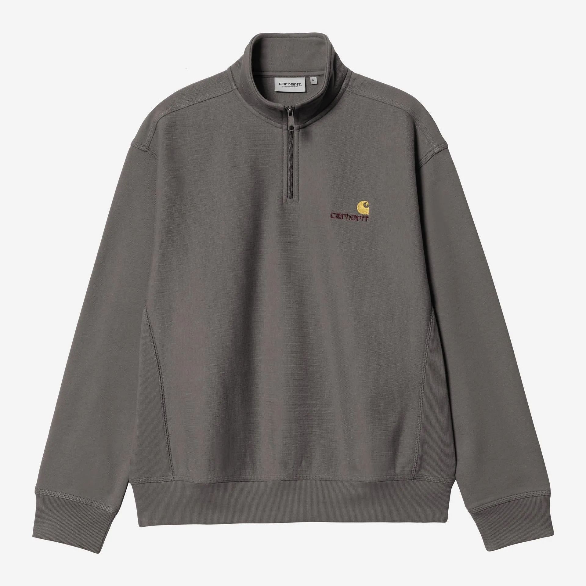 Carhartt WIP Mens Half Zip American Script Sweat Top | Porphyry sold by The Foot Factory