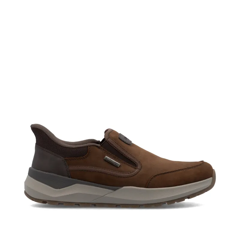 Rieker Mens Leather Slip On Trainers | Brown sold by The Foot Factory