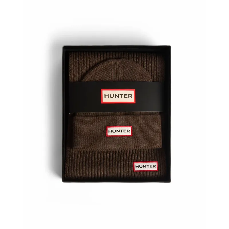 Hunter Jura Scarf And Beanie Box Set | Chocolate Brown sold by The Foot Factory