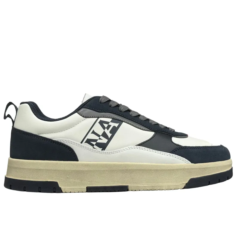 Napapijiri Mens Dust Leather Trainers | White / Navy made by Napapijri