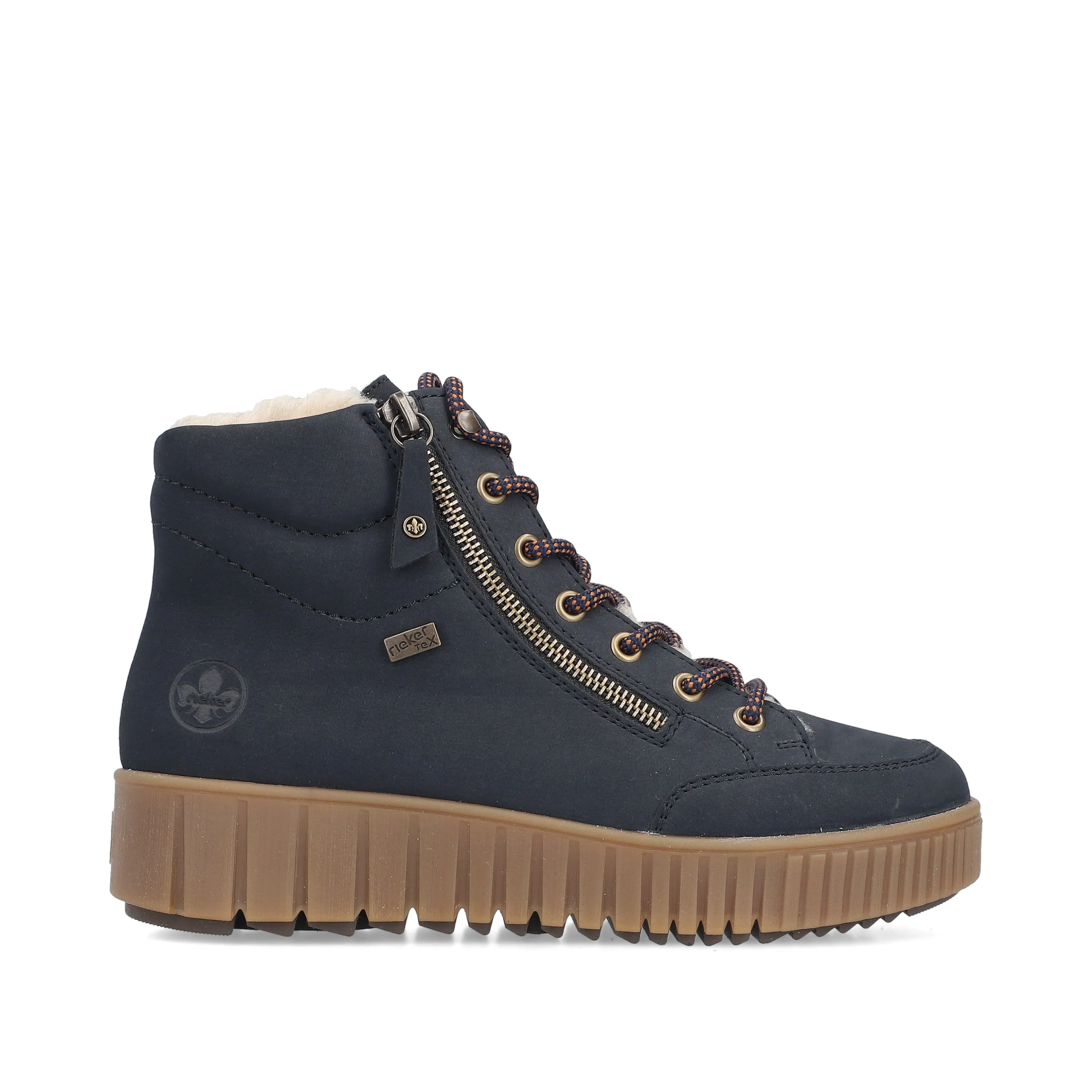 Rieker Womens Fleece Lined Ankle Boots | Blue sold by The Foot Factory