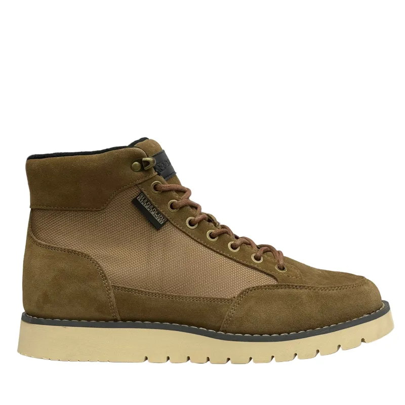 Napapijiri Mens Conifer Leather Ankle Boots | Golden Brown sold by The Foot Factory