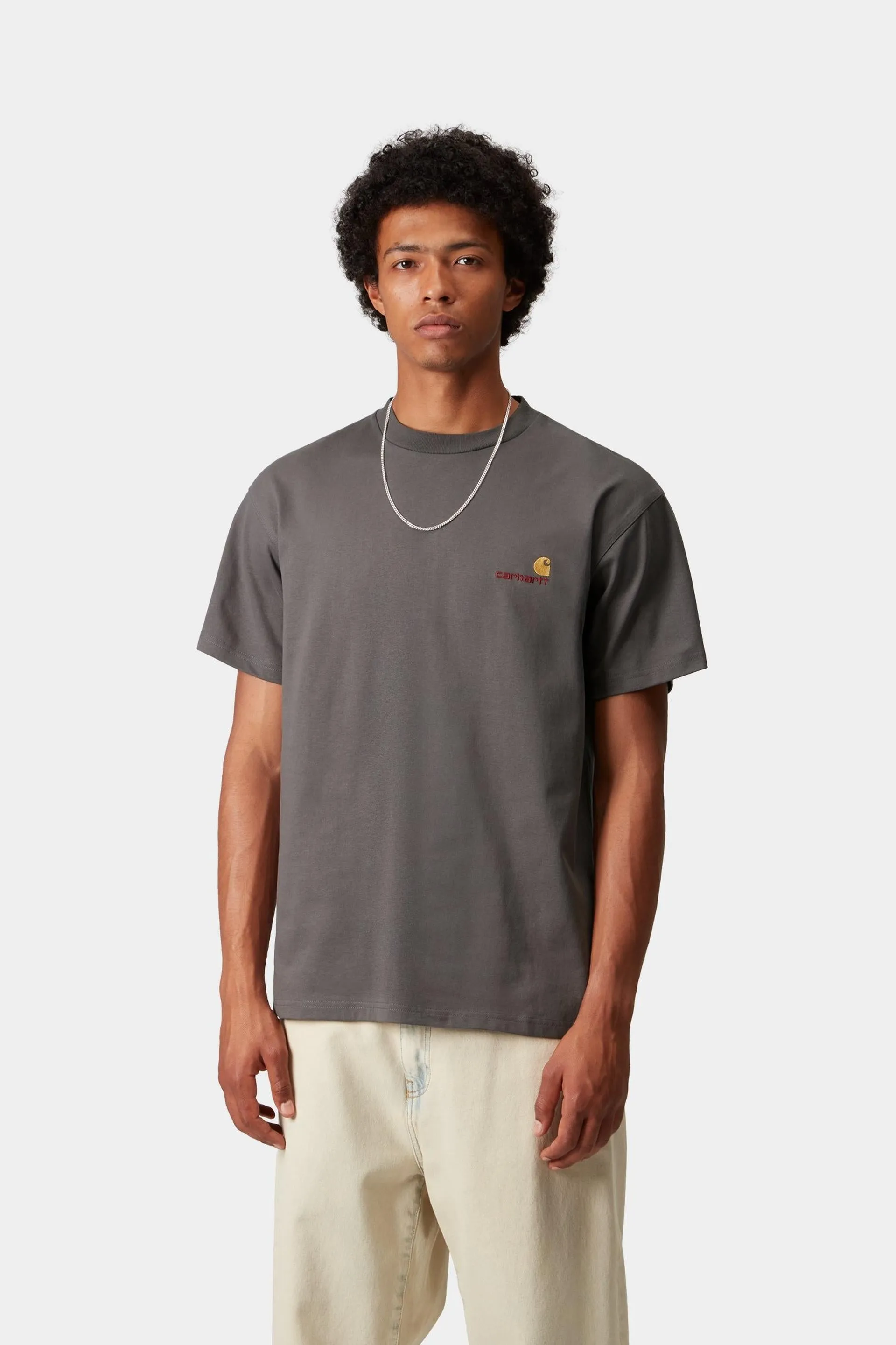 Carhartt WIP Mens Short Sleeved American Script T-Shirt | Porphyry sold by The Foot Factory product image thumbnail 3