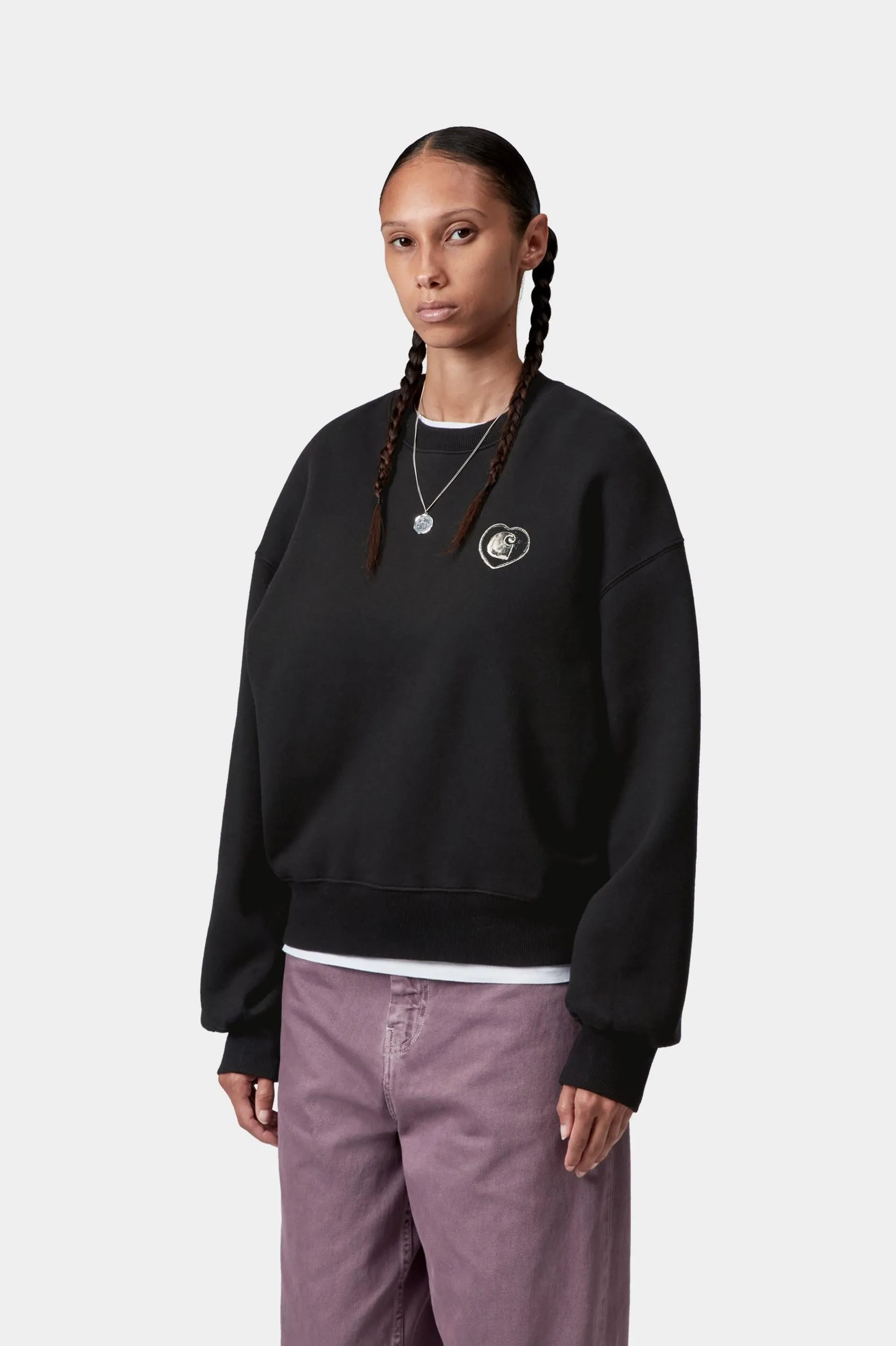 Carhartt Womens Hearts of Hartts Sweatshirt | Black sold by The Foot Factory product image thumbnail 4