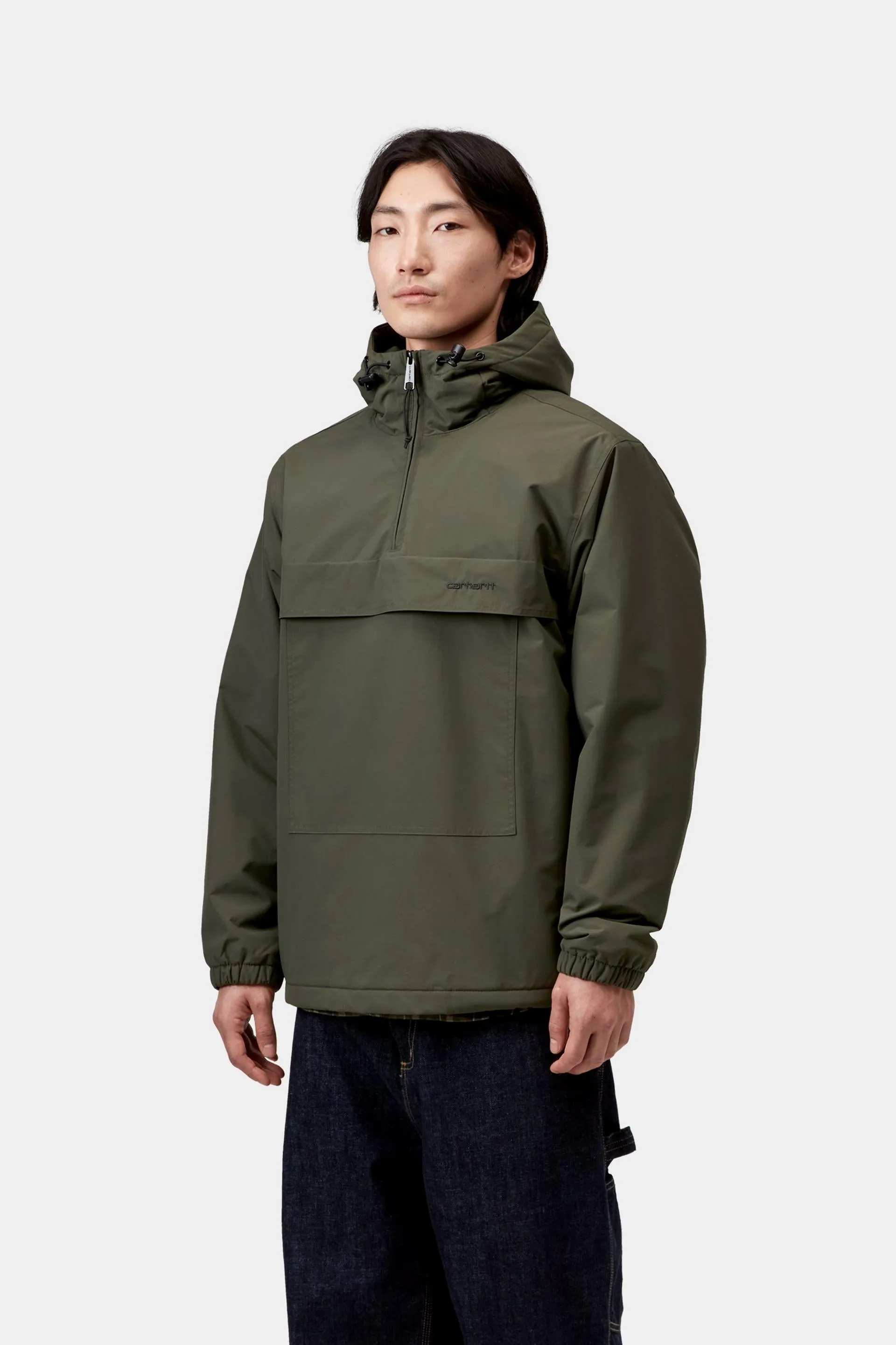 Carhartt WIP Mens Windbreaker Pullover Winter Jacket | Cypress / Black sold by The Foot Factory product image thumbnail 3