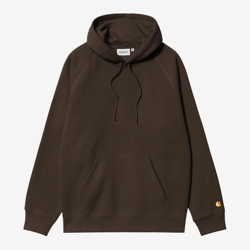 Carhartt WIP Mens Chase Hoodie | Tobacco / Gold sold by The Foot Factory