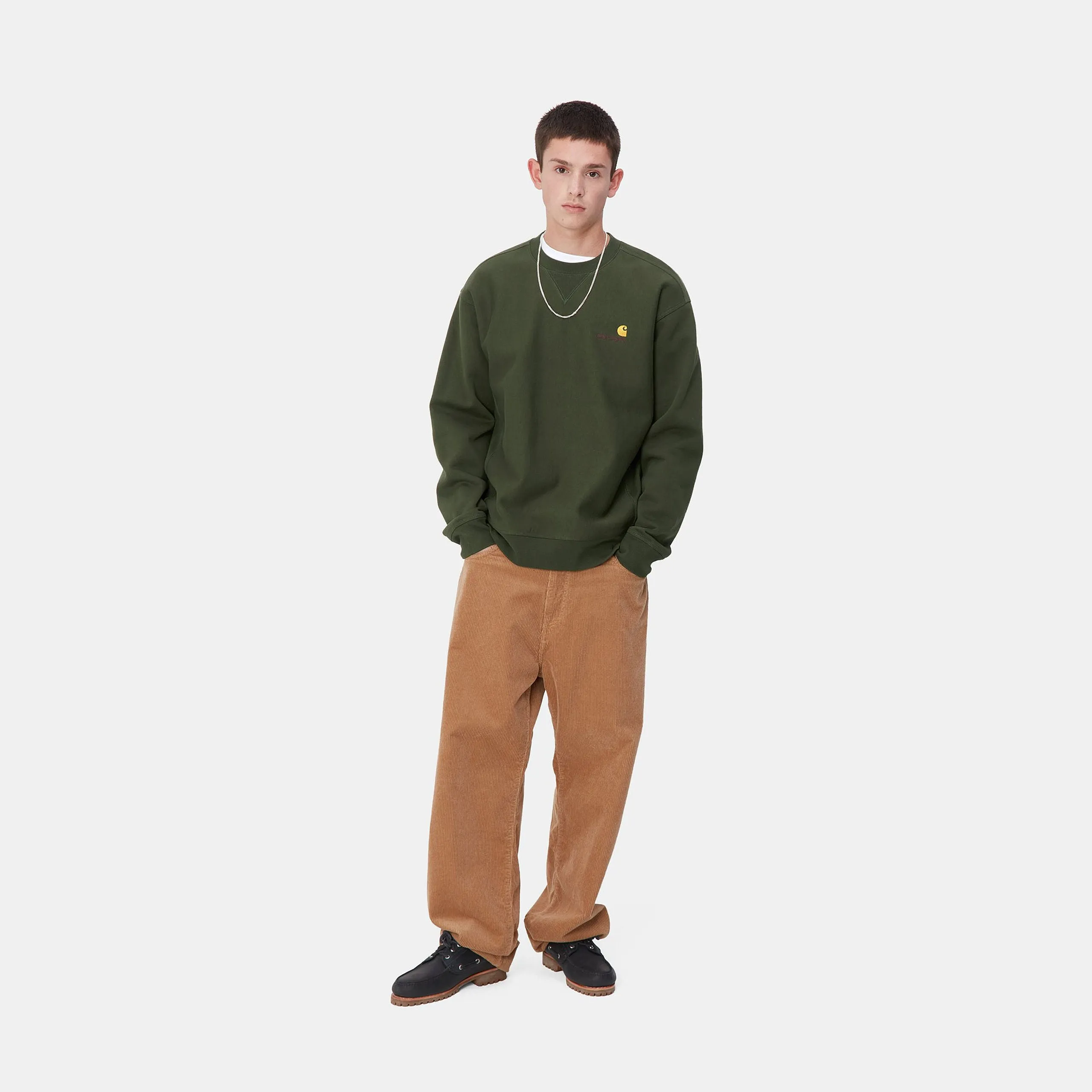 Carhartt WIP Mens American Script Sweat Top - Tarragon sold by The Foot Factory product image thumbnail 5