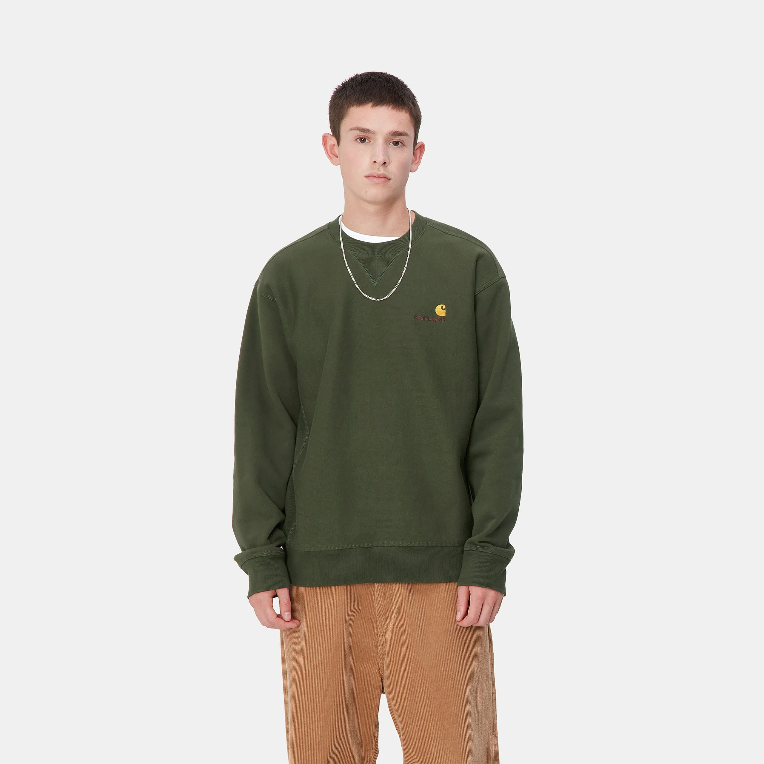 Carhartt WIP Mens American Script Sweat Top - Tarragon sold by The Foot Factory product image thumbnail 3