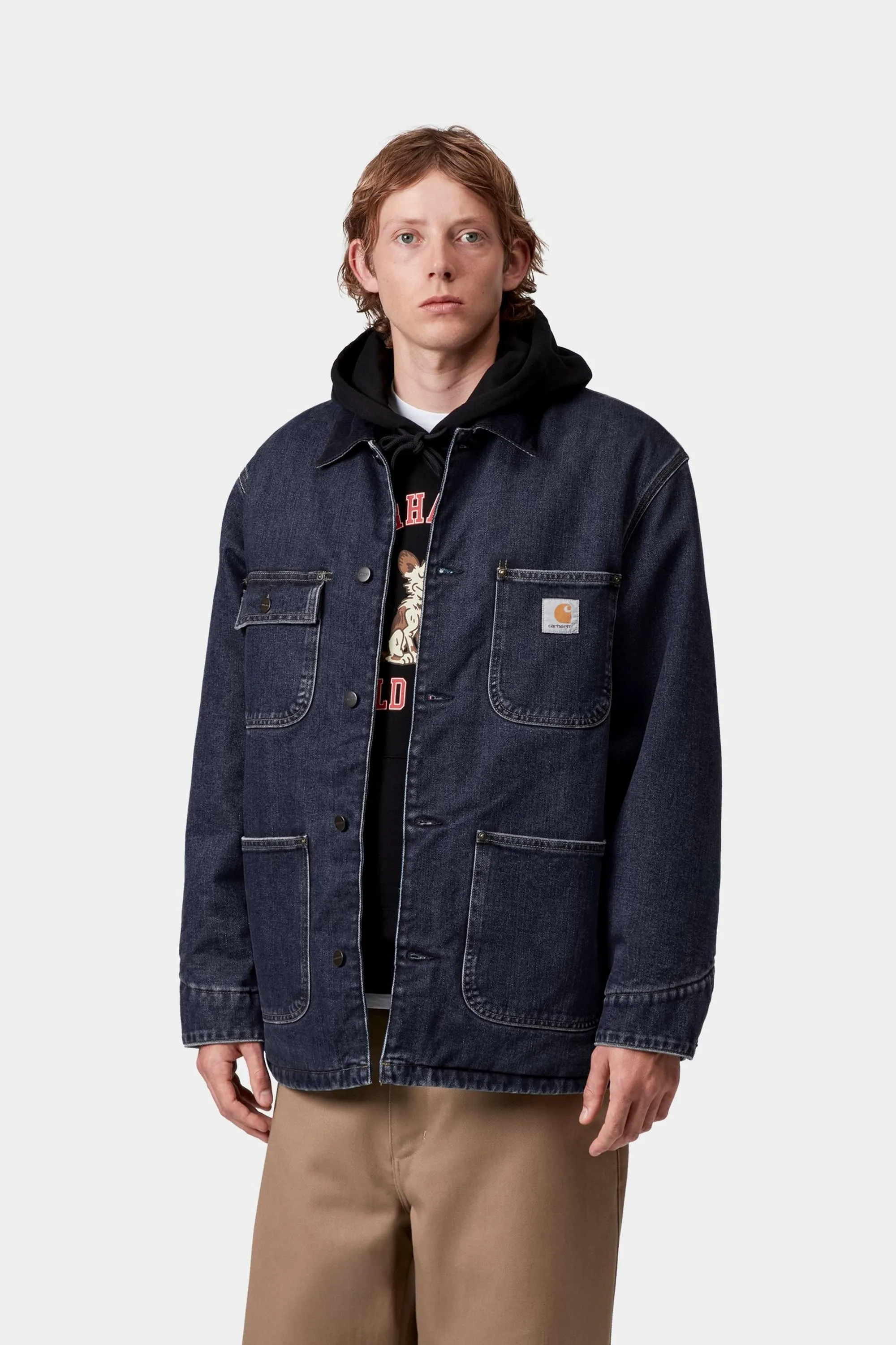 Carhartt WIP Mens OG Chore Maitland Denim Coat Jacket | Blue / Dark Navy Rigid sold by The Foot Factory product image thumbnail 3