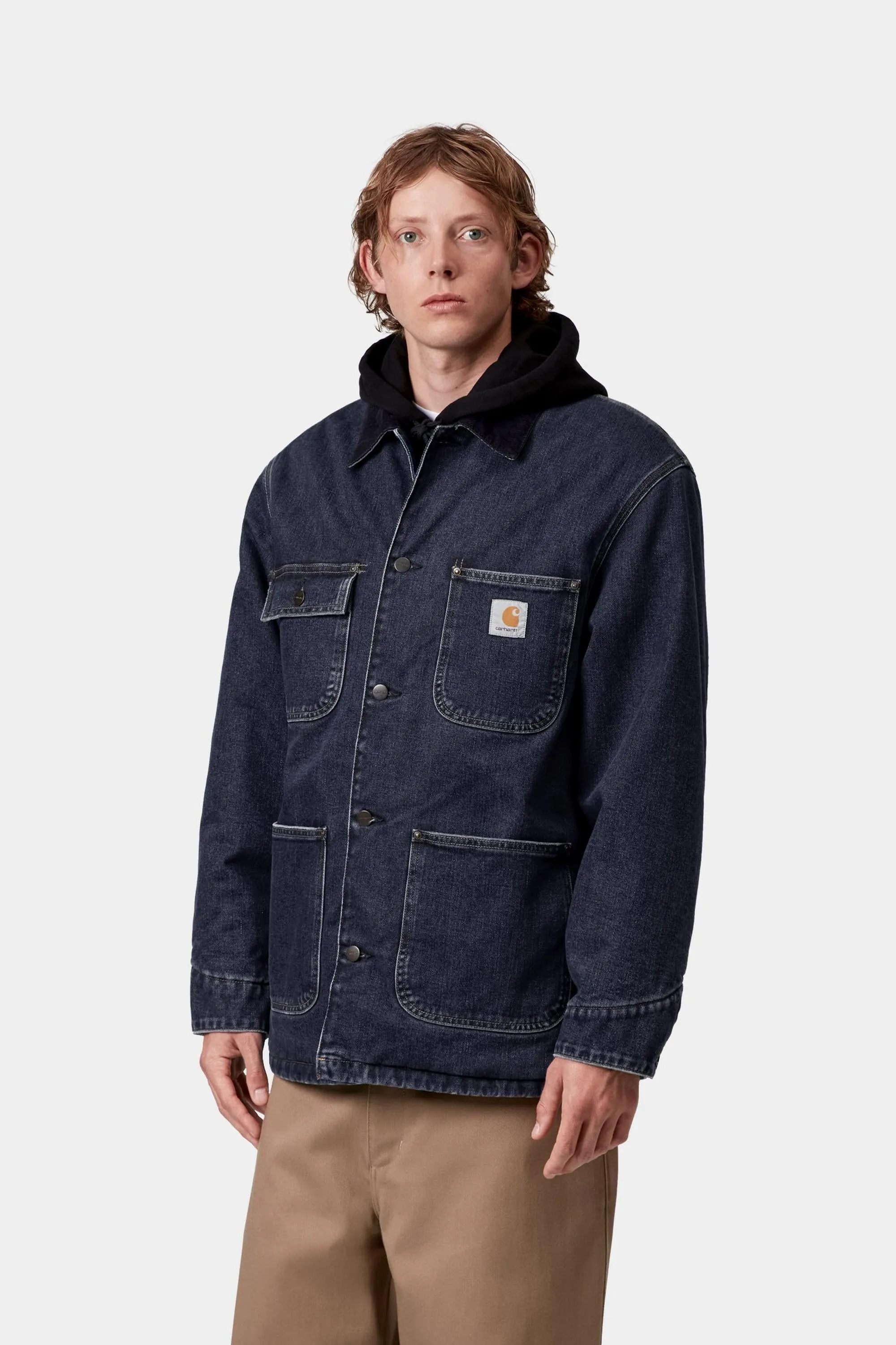 Carhartt WIP Mens OG Chore Maitland Denim Coat Jacket | Blue / Dark Navy Rigid sold by The Foot Factory product image thumbnail 5