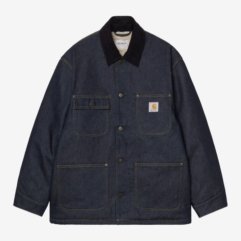 Carhartt WIP Mens OG Chore Maitland Denim Coat Jacket | Blue / Dark Navy Rigid sold by The Foot Factory