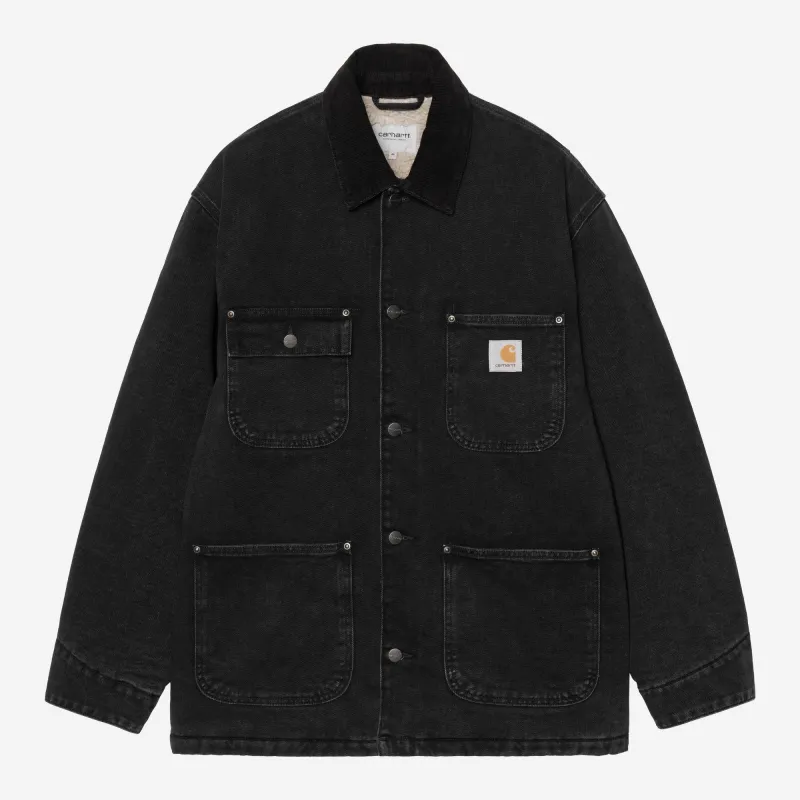 Carhartt WIP Mens OG Chore Maitland Denim Coat Jacket | Black / Black sold by The Foot Factory