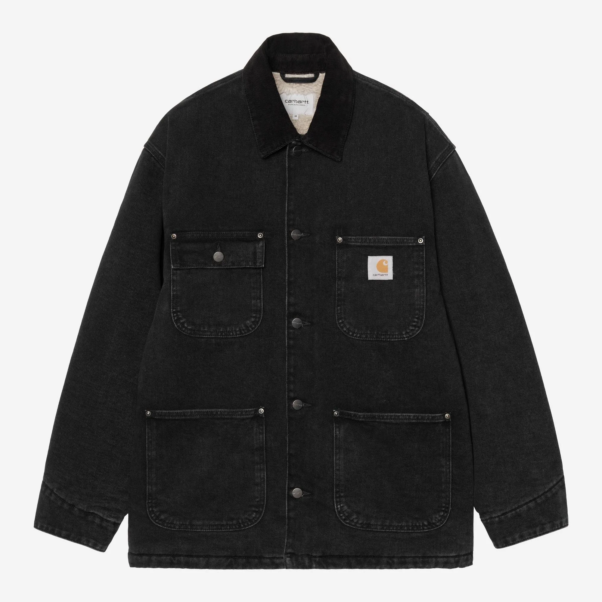 Carhartt WIP Mens OG Chore Maitland Denim Coat Jacket | Black / Black sold by The Foot Factory