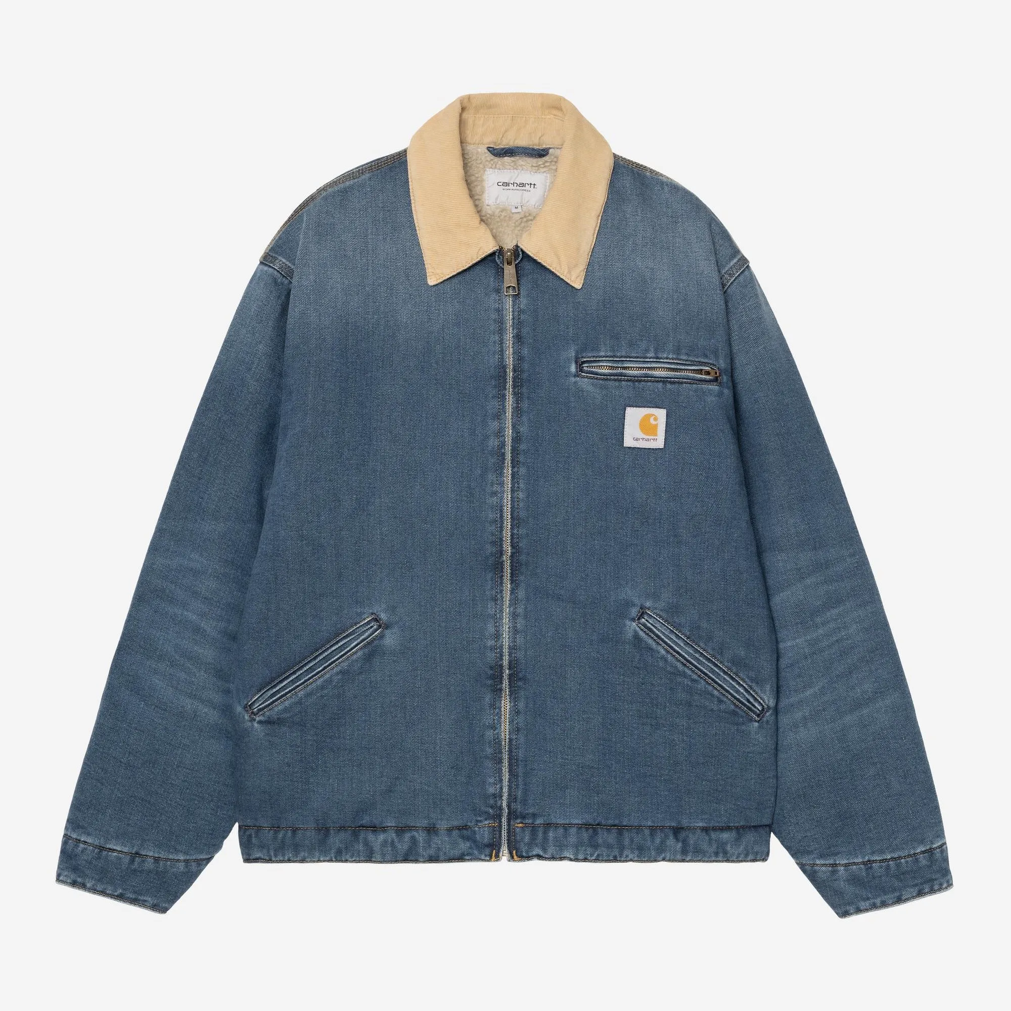 Carhartt WIP Mens OG Detroit Maitland Denim Jacket | Blue / Dusty Hamilton Brown sold by The Foot Factory