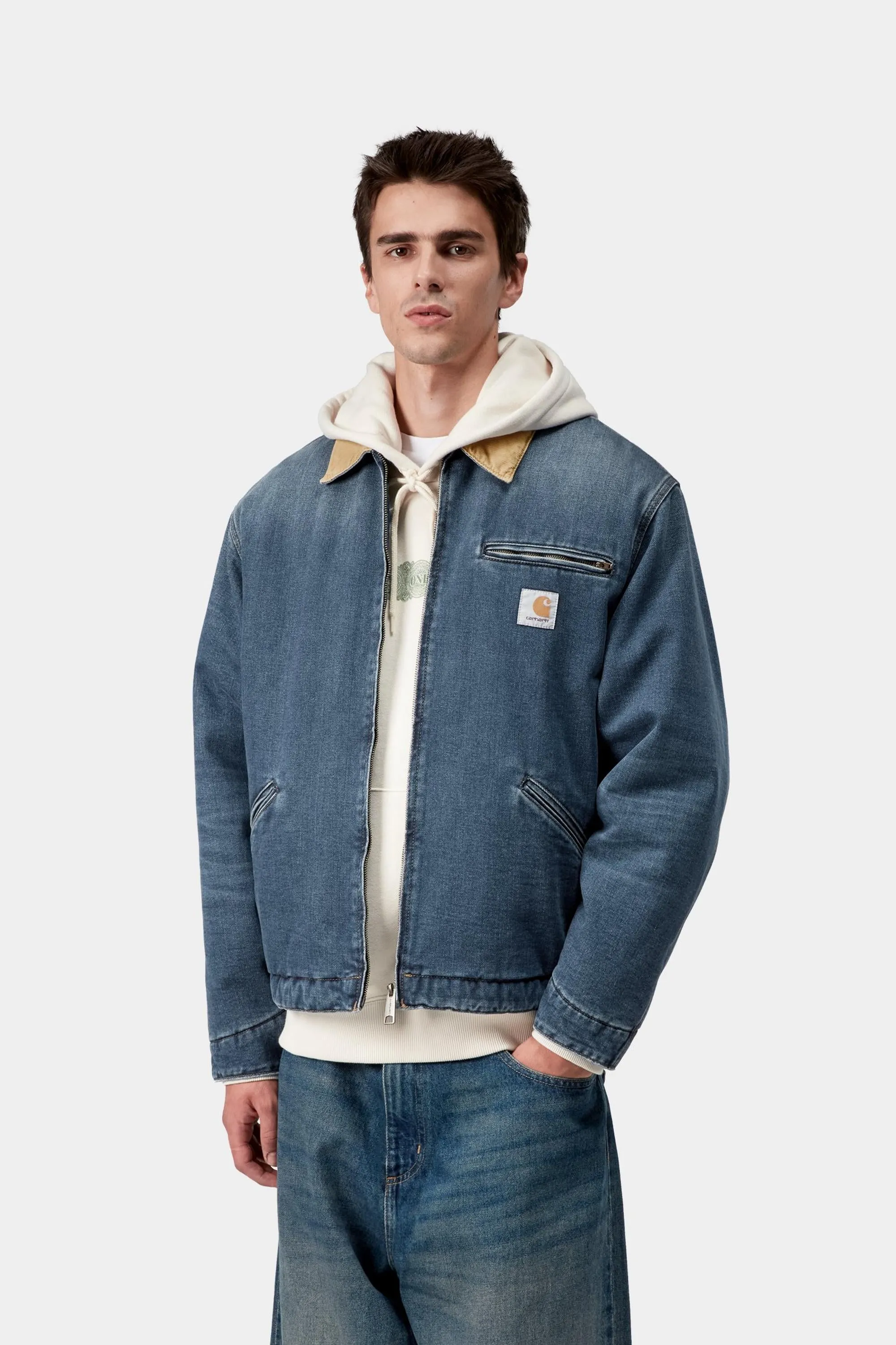 Carhartt WIP Mens OG Detroit Maitland Denim Jacket | Blue / Dusty Hamilton Brown sold by The Foot Factory product image thumbnail 4