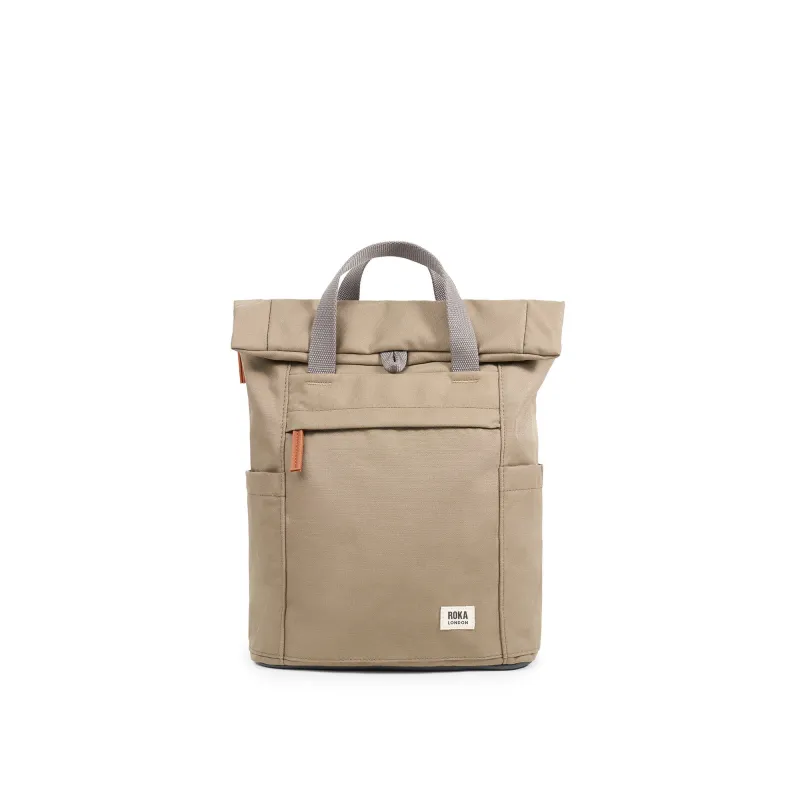 ROKA Finchley A Taupe Small Recycled Canvas Bag sold by The Foot Factory