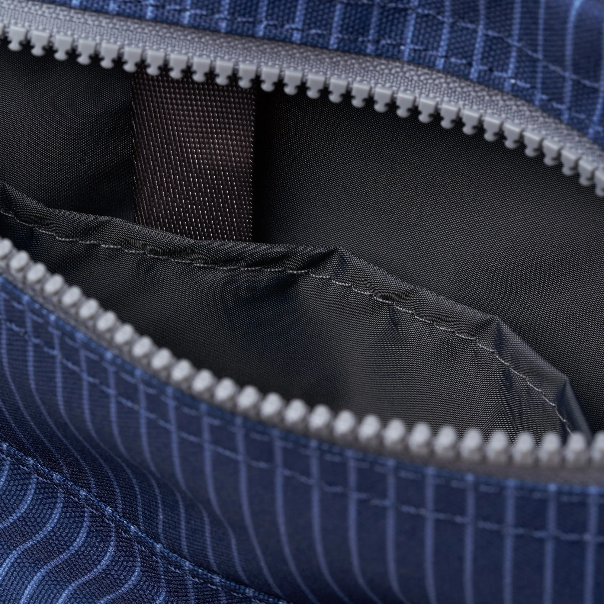 ROKA Chelsea B Dark Denim Pinstripe Recycled Nylon Bag sold by The Foot Factory product image thumbnail 5