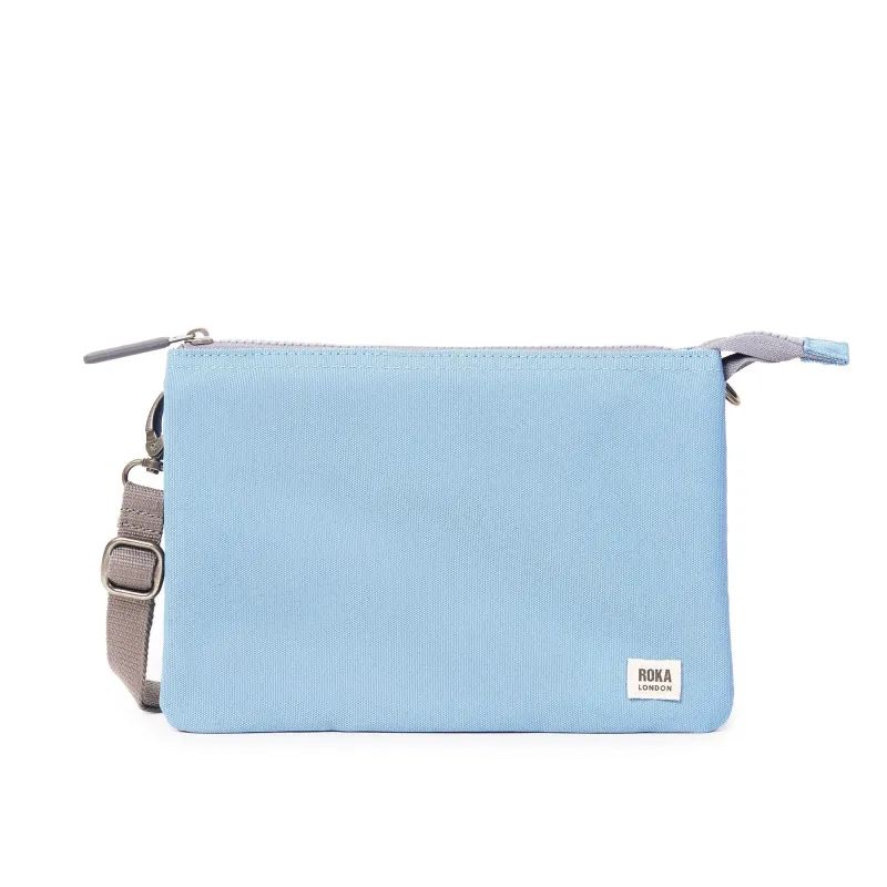 ROKA Carnaby Crossbody XL Retro Blue Recycled Canvas Bag sold by The Foot Factory