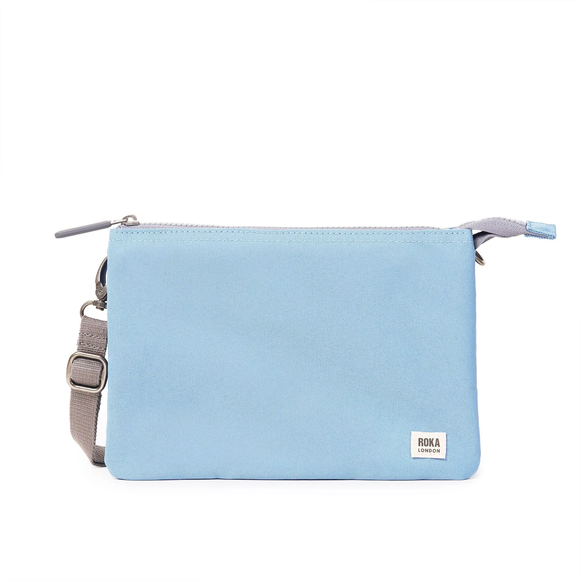 ROKA Carnaby Crossbody XL Retro Blue Recycled Canvas Bag sold by The Foot Factory