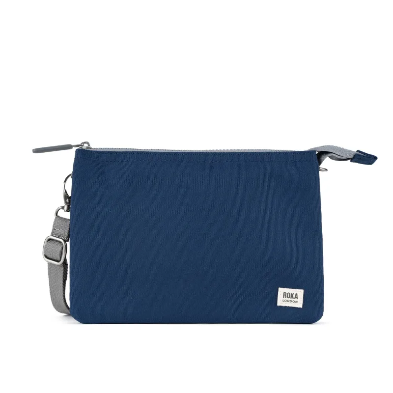 ROKA Carnaby Crossbody XL Crisp Blue Recycled Canvas Bag sold by The Foot Factory