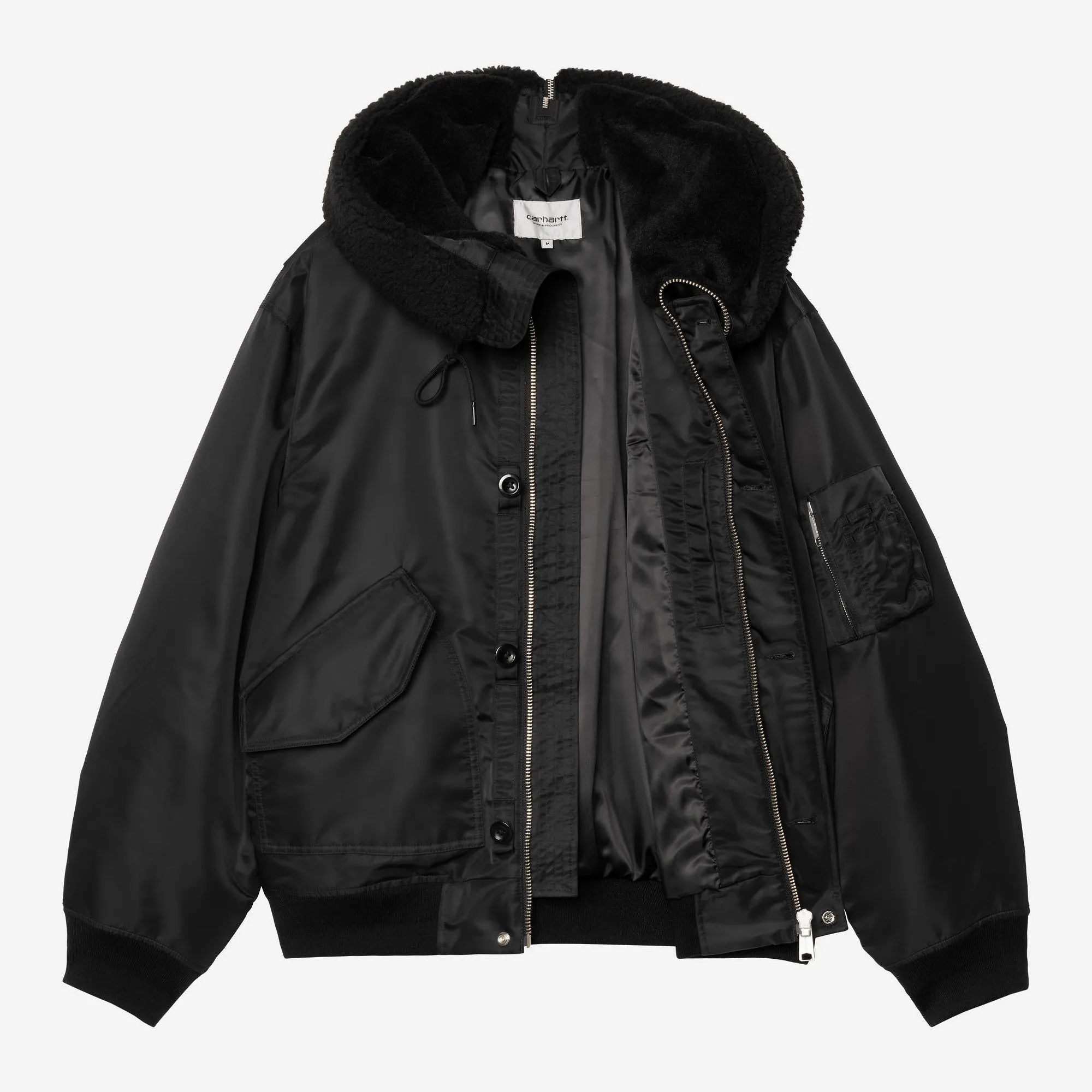 Carhartt WIP Mens Oltera Bomber Hooded Jacket | Black / Black sold by The Foot Factory product image thumbnail 2