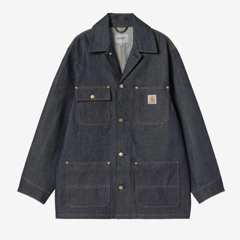 Carhartt WIP Mens Aden Chore Bradenton Denim Coat Jacket | Blue sold by The Foot Factory