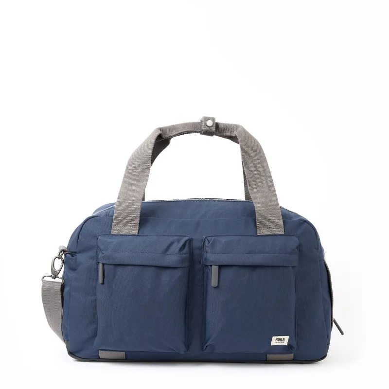 ROKA Gatwick Medium Recycled Canvas Bag | Deep Blue sold by The Foot Factory